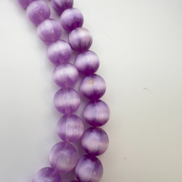 Vintage Mid Century Moonglow Bubble Beaded Necklace Purple - Picture 6 of 7
